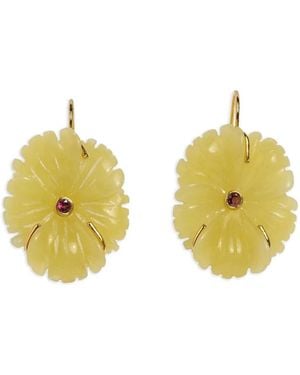 Lizzie Fortunato New Bloom Flower-Carved Earrings - Yellow