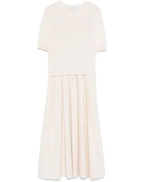 Peserico Midikleid Mit Kontrasteinsatz - Weiß