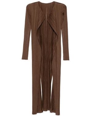 Pleats Please Issey Miyake Swing Pleated Coat - Brown