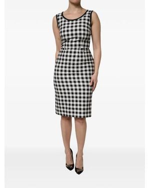 Dolce & Gabbana Gingham-Check Sleeveless Midi Dress - White