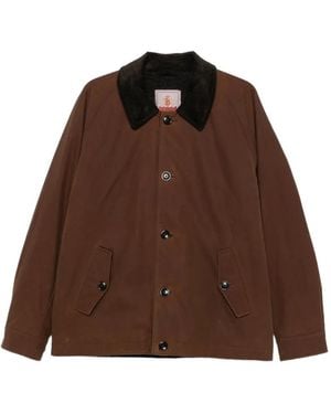 Baracuta Corduroy-Collar Button-Up Jacket - Brown