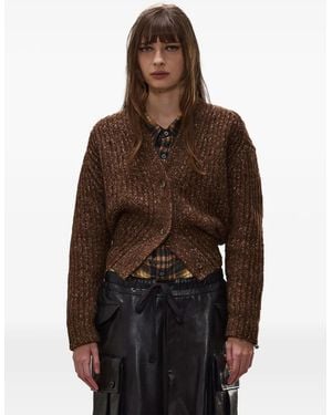 R13 Ribbed-Knit V-Neck Cardigan - Brown