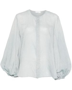 Roberto Collina Striped Balloon-Sleeve Shirts - White