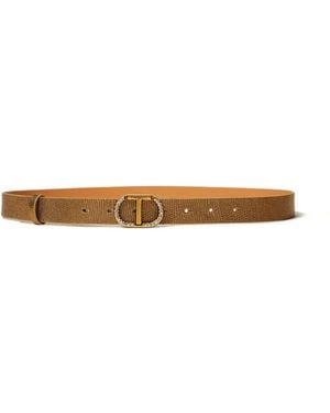 Twinset Rhinestone-Embellished Leather Belt - White