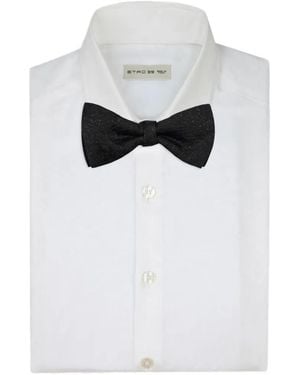Etro Cotton-Blend Jacquard Bow Tie With Paisley-Motif - White
