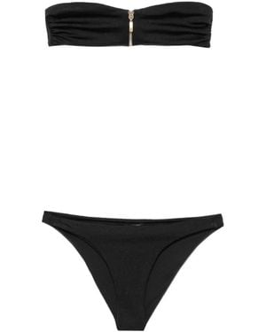 Balmain Zip-Detail Bandeau Bikini - Black
