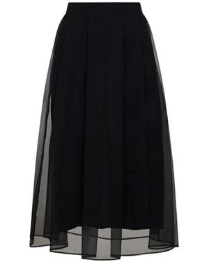 Brunello Cucinelli Pleated Layered Midi Skirt - Black