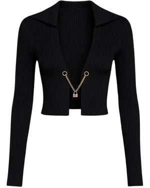 John Richmond Ribgebreid Vest Met Schakelketting - Zwart