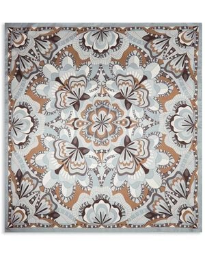 Lancel Square 70 Floral-Motif Silk Scarf - Grey