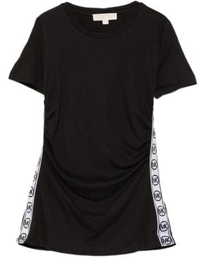 Michael Kors Logo-Tape Ruched T-Shirt - Black