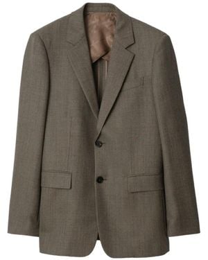 Burberry Sharkskin Wool Tailored Jacket - Brown