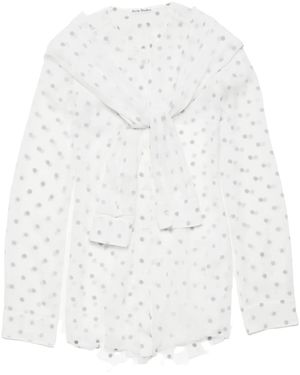 Acne Studios Gelaagde Blouse Met Gestrikte Hals - Wit