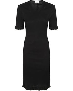 Jil Sander Ribbed Midi Dress - Black