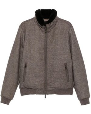 Moorer Fur-Collar Zip-Up Jacket - Brown