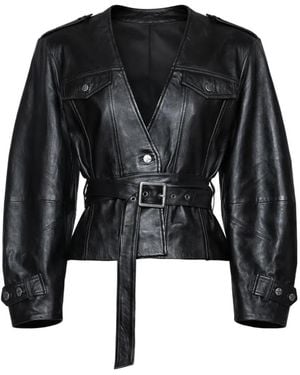 Ksubi Chaqueta De Piel Con Cinturón - Negro