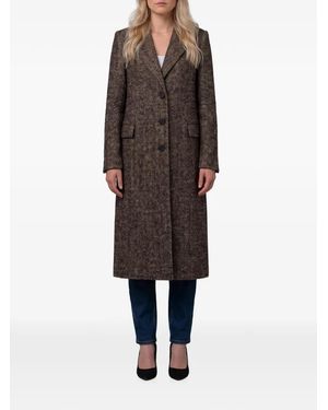 Tagliatore Single-Breasted Tweed Coat - Brown
