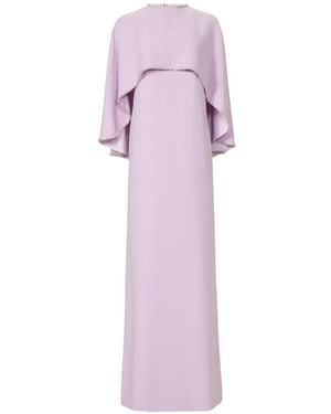 Costarellos Orianna Crystal-Embellished Cape-Overlay Maxi Dress - Pink