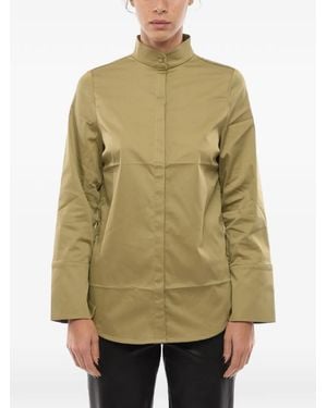 Notes Du Nord Hidden-Placket Side-Slit Cotton Shirt - Green