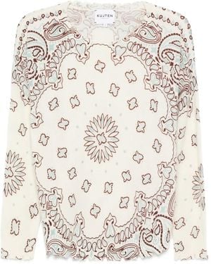 Kujten Top de canalé con estampado de cachemira - Neutro