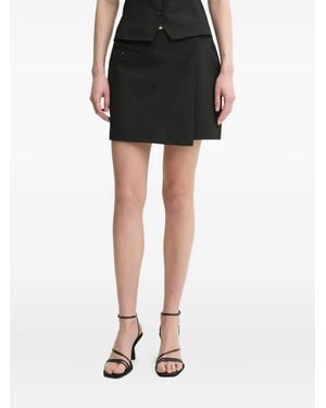 Samsøe & Samsøe Straight Mini-Wikkelrok Met Knoopdetail - Zwart