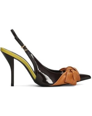SCHUTZ SHOES Liora Bow-Detail Slingback Heeled Court Shoes - Metallic