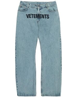 Vetements Embroidered Logo Jeans - Blue
