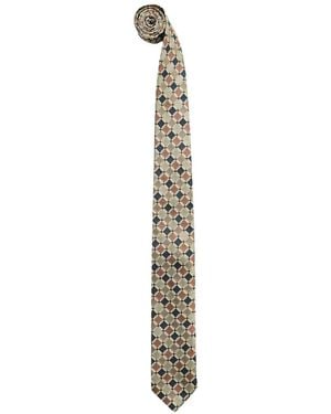 sunflower Geometric-Pattern Silk Tie - White