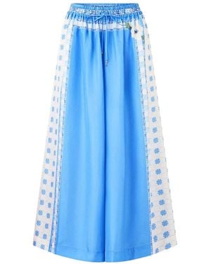 CAMILLA Wide-Leg Printed Trousers - Blue