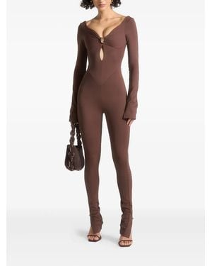 Manière De Voir Twisted-Neck Split-Cuff Jumpsuit - Brown