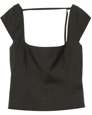 St. Agni Top Con Cuello Cuadrado De Manga Corta - Negro