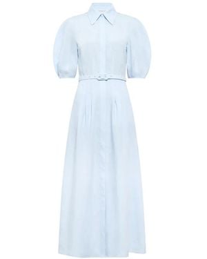 Gabriela Hearst Maude Pleated Belted Shirtdress - Blue