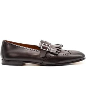 Doucal's Buckled Fringed Monk Shoes - White