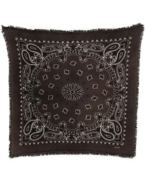 Kujten Paisley-Print Frayed Scarf - Black