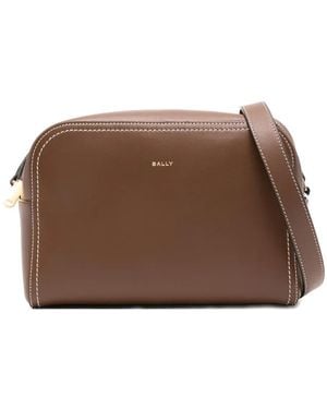 Bally コントラストステッチ レザーバッグ - ブラウン