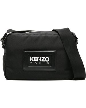 KENZO Borsa Messenger Con Logo Goffrato - Nero