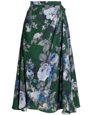 Erdem Floral-Print Draped Skirt - Green