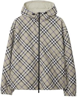 Burberry Equestrian Knight Check Hooded - Gray