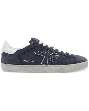 Premiata Steven Logo-Patch Trainers - Blue