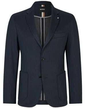 HUGO Textured Single-Breasted Blazer - Blue
