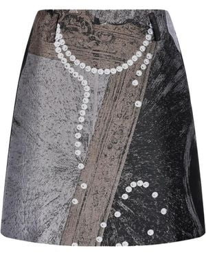 JNBY Jacquard-Print A-Line Mini Skirt - Grey