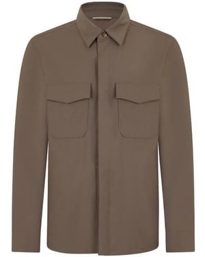 Canali Chest-Pocket Shirt Jacket - Brown