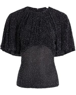 Rabanne Textured Ruched Blouse - Black