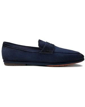 Santoni Suede Panelled Loafers - Blue