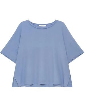 Maliparmi Fluid Crepe Boat-Neck T-Shirt - Blue