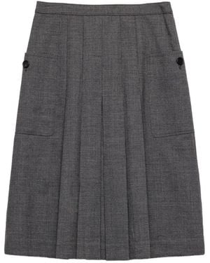 Prada Rush Stitch Pleated Skirt - Gray