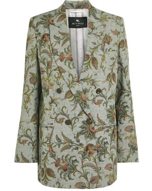 Etro Floral Print Double-Breasted Jacket - Green