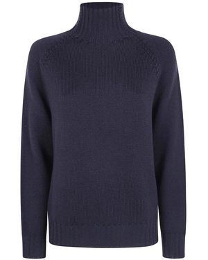 Rossopuro Cable-Knit High-Neck Sweater - Blue