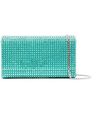 AMINA MUADDI Paloma Crystal-embellished Clutch Bag - Blue