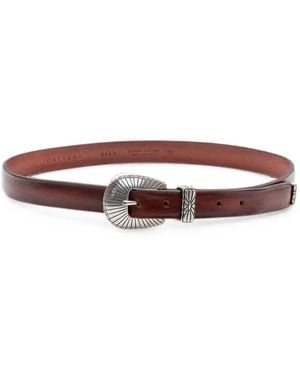 Orciani Engraved-Buckle Leather Belt - Brown
