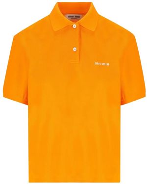 Miu Miu Embroidered-Logo Polo Shirt - Orange